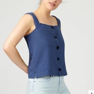 J.CREW Textured Ottoman Button Front Tank Size M